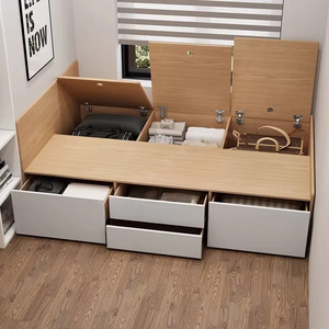 Cadre de lit tatami en bois sur mesure avec armoires sous le lit et structure de plateforme stable pour les maisons - Product Image 3