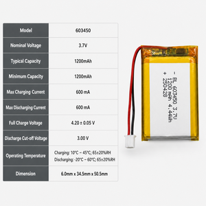Batterie LiPo au lithium polymère rechargeable 603450 3,7 V 1200 mAh, fournie par l'usine, avec certifications UN38.3 et UL1642, pour pèse-personne intelligent et analyseur de graisse corporelle - Product Image 2