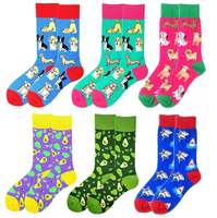 Chaussettes tendance pour hommes, colorées, avec motif de chien de dessin animé, chaussettes originales en coton de haute qualité, chaussettes funky pour hommes