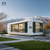 Maison préfabriquée intelligente CGCH W9 Smart Apple Cabin, chambre d'hôtel capsule spatiale de luxe avec verrière panoramique et aménagement complet pour complexe de glamping