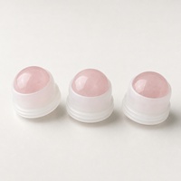 Flacon roll-on en verre ambré 50 ml avec bille de cristal naturel, distributeur d'huiles essentielles, perles de cristal en quartz rose et aventurine pour anniversaire