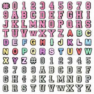 Vente en gros de sabots en caoutchouc personnalisés pour femmes Pack de lettres Décorations de chaussures en métal acrylique pour accessoires de boutons en position haute - Product Image 1