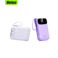 Top vente 20000mah Portable batterie externe Micro USB chargeur de téléphone portable type-c affichage LED Mini chargeur extérieur câbles intégrés