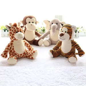 Custom Design Cute Stitch Plush Toy Wholesale Monkey Tiger Giraffe Lion Elephant Stuffed Forest Animal Toys