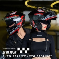 Casque de moto intégral certifié 3C/DOT en ABS pour homme, style Venom, thermique, rabattable, toutes saisons, avec visière transparente