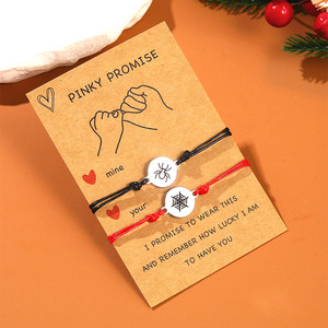 Halloween Spider Ghost Design Couple <b>Bracelet</b> Waxed Stainless Steel <b>Rope</b> Jewelry for Party Costume Accessory - Product Image 1
