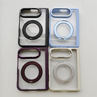 Étui de téléphone pliable en TPU PC transparent avec anneau métallique rotatif à 360° pour iPhone DUO, coque magnétique transparente
