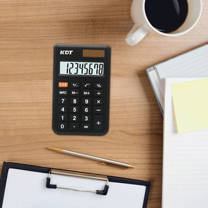 Thuận lợi nhỏ 8 chữ số máy tính năng lượng mặt trời và pin kép điện văn phòng trường chất lượng cao ABS Vật liệu màu đen mini tùy chỉnh thiết lập - Product Image 6