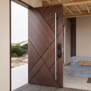 Porte d'entrée extérieure moderne de luxe en bois massif, anti-effraction, étanche, pivotante, pour le Canada - Product Image 2