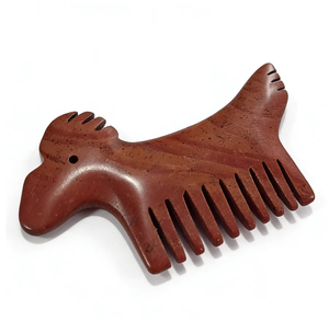 Peigne Gua Sha en pierre Bian noir en forme de cheval pour massage facial - Product Image 6