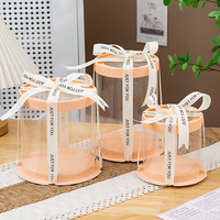 Vente directe d'usine Boîte à gâteau à couvercle transparent rose durable écologique