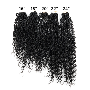 Extensiones de cabello sintético tipo rastas cortas Gypsy River Goddess con rizos, trenzas de ganchillo bohemias rizadas, rizos profundos naturales. - Product Image 4