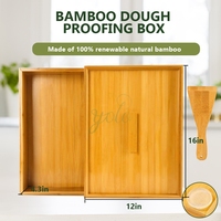 Ensemble de boîtes à pizza en bambou Plateau de fermentation avec couvercle Spatule en bois naturel Récipient de cuisson du pain au levain fait maison