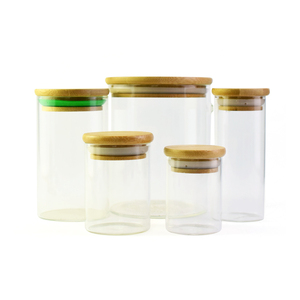 Storage Jar Bamboo Wooden Lid Eco-friendly Airtight Preserving Sealed Containers Clamp Glass Food Storage Jar Candy Glass Jar