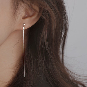 Silver Plated Tassel Earrings For Women Stud Earrings Geometric Design Zinc Alloy Material Elegant Simple Autumn Style - Product Image 1