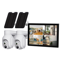 Système de caméra de sécurité sans fil 2CH Solar NVR Home Base 2-Cam Kit, batterie rechargeable WiFi, stockage cloud 360 °   Caméra PTZ