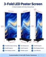 Afficheur LED couleur pleine pour intérieur, portable, P1.86, sur pied, fin, écran publicitaire LED, IP50, étanche, 3840Hz