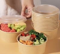 Round Kraft Biodegradable Disposable Paper Lunch Box with Lid for Snack Salad