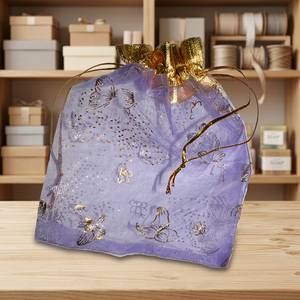Pochette en velours doré clair V-Pouch-021 avec cordon de serrage et motif gaufré |   Emballage cadeau pour bijoux, emballage cadeau pour le shopping, artisanat | - Product Image 3