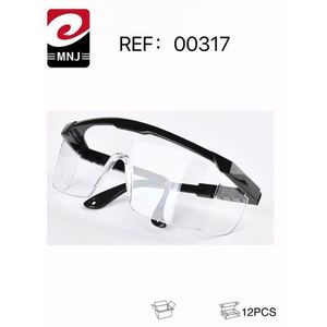 Occhiali di sicurezza MNJ con lenti trasparenti e montatura nera, occhiali protettivi per lavoro e uso in laboratorio, confezione da 12 pezzi - Product Image 2