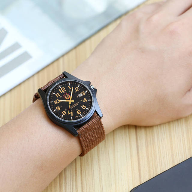 Custom Men's Tactical Fashion Watch, Woven Nylon Strap Sports Quartz Wristwatch with Date for Casual Outfits