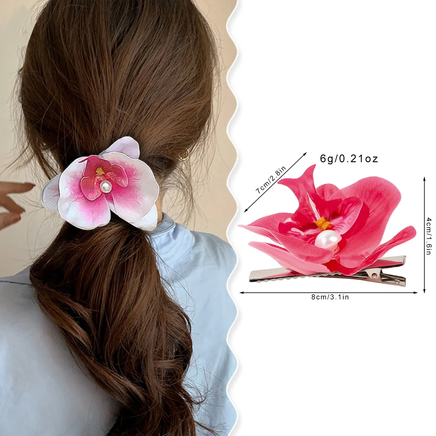 Klip rambut mutiara bunga 3D untuk wanita, jepit rambut pita kupu-kupu cantik romantis