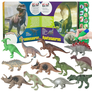 12 botones para niños, juguete de Regalo perfecto interactivo, <span class=keywords><strong>libro</strong></span> de sonido de dinosaurio rugido realista con paquete de 12 figuras de juguete - Product Image 1