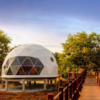 Tente dôme géodésique transparente en toile PVC HAOTEER Y-012 pour hôtel et complexe hôtelier en plein air, 6 m, glamping, 10 m, double couche, blanche, imperméable