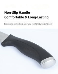Ensemble de 16 couteaux de cuisine, lames en acier inoxydable aiguisées, manches antidérapants en PP noir, bloc à couteaux en bois avec accessoires pour supermarché - Product Image 2
