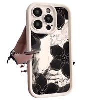 Coques de Téléphone TPU Motif Fleurs d'Encre Style Chinois pour Apple 15 Pro Max, iPhone 14 13 12 11, Nouvelle Poignée Souple pour Téléphone Mobile Femme