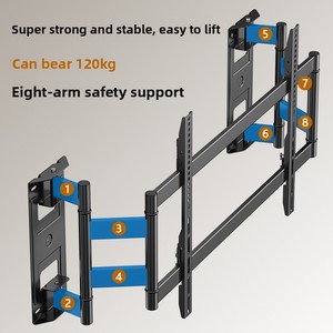 Support mural TV à mouvement complet pour espaces étroits, idéal pour les coins, profil mince, design compact, montage facile, bras télescopique 70 pouces - Product Image 2
