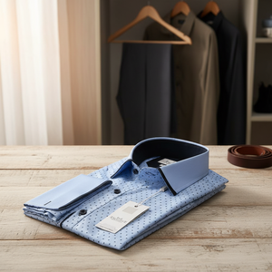 เสื้อเชิ้ตสีฟ้าพื้นฐานผู้ชาย - Product Image 3