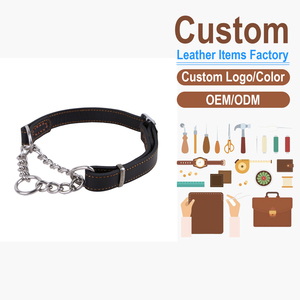Genuine Leather Martingale Dog <b>Collar</b>, Half-Control P-Chain, OEM/ODM Custom Factory, Large Breed Training <b>Collar</b> - Product Image 1