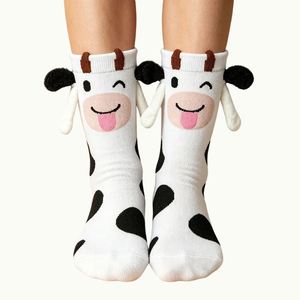 Spot Stock Funny Cow Couple's Magnetic Handle Socks Cute Cartoon Animal Tube Socks - Product Image 1