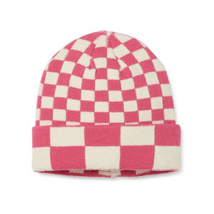<span class=keywords><strong>Bonnet</strong></span> en tricot à carreaux pour femmes avec motif d'étiquette pour temps froid - Product Image 3