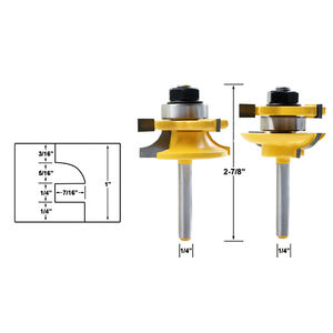 3pc/<b>Set</b> <b>1</b>/<b>4</b> Inch Shank Round Stile Rail <b>Router</b> <b>Bit</b> Woodwork Tenon Cutter Tool - Product Image 3