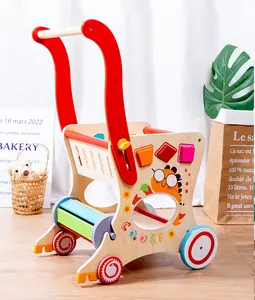 環境保護赤ちゃんのおもちゃ子供のための2-4年木製プッシュアンドプルラーニングトラクターウォーカー