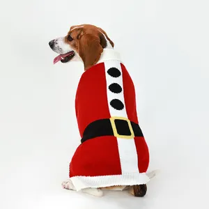 फ़ैक्टरी अनुकूलित बहुरंगा शुद्ध कॉटन कुत्ता क्रिसमस स्वेटर डिज़ाइनर कुत्ता स्वेटर हरा बुना हुआ पालतू स्वेटर क्रिसमस बेंत