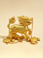 Collier pendentif Qilin en argent sterling 925 plaqué or, bestie mythique chinoise, avec clochette, service OEM personnalisé, vente en gros