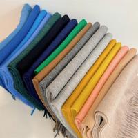 Écharpe de cou chic unie 100 % laine, écharpe d'hiver extra longue, cache-cou tricoté de couleur unie, châle enveloppant