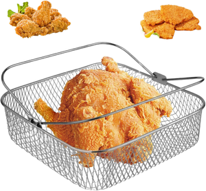 Stainless Steel Mesh Air Fryer <b>Basket</b> with Handle Durable Colander Strainer for Fried Food Cooking - Product Image 1