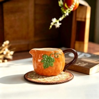 Théière artisanale en céramique émaillée en forme de citrouille, décorative pour la Fête de la Récolte d'Automne, pour une portion individuelle, compatible avec les plaques de cuisson