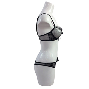 Pura de malla y encaje <span class=keywords><strong>con</strong></span> aros <span class=keywords><strong>mujeres</strong></span> sujetador chicas Sexy Lencería sujetador y Panty conjunto de <span class=keywords><strong>ropa</strong></span> interior - Product Image 3