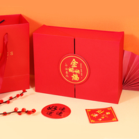 Coffret cadeau rouge avec ours en peluche, carte de voeux et bonbons pour le Nouvel An chinois