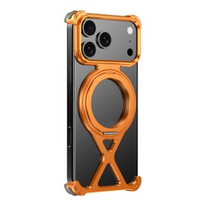 เคสโทรศัพท์แม่เหล็กแบบกำหนดเอง X Type สำหรับ iPhone 17 14 15 16 Pro Max พร้อม 360 °   ขาตั้งโทรศัพท์แบบวงแหวน อลูมิเนียมอัลลอยด์ ไร้กรอบ ป้องกันการกระแทก - Product Image 1