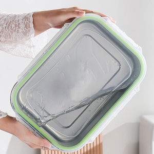 Boîte à lunch écologique à double étage en acier inoxydable grande capacité avec couvercle transparent scellable, compatible congélation, pour une conservation optimale de la fraîcheur - Product Image 4