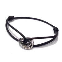 Yiwu Aceon Velle Bracelet en Nylon lisse en acier inoxydable, corde en Nylon lisse, fermeture ajustable, tricolore, trois anneaux