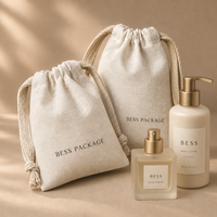Sacs en lin à cordon personnalisés, petits, réutilisables, pour cosmétiques, parfums, emballages cadeaux