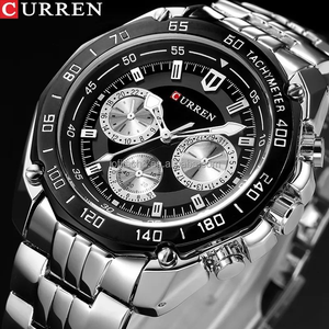 Reloj de Pulsera CURREN 8077 de Lujo para Hombre, Reloj de Cuarzo Analógico, Estilo Ejecutivo Clásico y Moderno, Cronógrafo, Acero Inoxidable, Silicona - Product Image 2