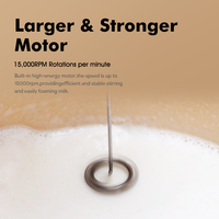 Mousseur à lait silencieux en acier inoxydable 360°, 15000 tr/min, avec batterie rechargeable, en matériau de qualité alimentaire, écologique, pour cappuccino